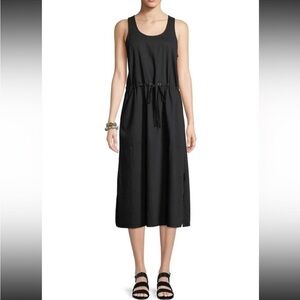 Eileen Fisher Organic Cotton Drawstring Waist Dress Size Large Petite